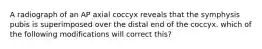 A radiograph of an AP axial coccyx reveals that the symphysis pubis is superimposed over the distal end of the coccyx. which of the following modifications will correct this?