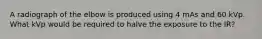 A radiograph of the elbow is produced using 4 mAs and 60 kVp. What kVp would be required to halve the exposure to the IR?