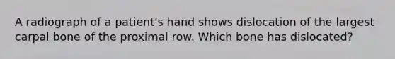 A radiograph of a patient's hand shows dislocation of the largest carpal bone of the proximal row. Which bone has dislocated?