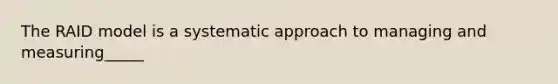 The RAID model is a systematic approach to managing and measuring_____