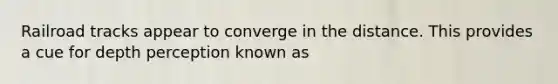 Railroad tracks appear to converge in the distance. This provides a cue for depth perception known as