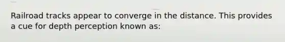 Railroad tracks appear to converge in the distance. This provides a cue for depth perception known as: