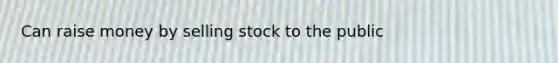 Can raise money by selling stock to the public