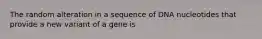 The random alteration in a sequence of DNA nucleotides that provide a new variant of a gene is