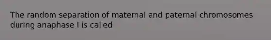 The random separation of maternal and paternal chromosomes during anaphase I is called