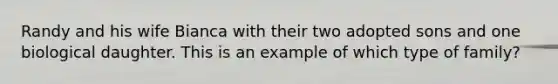 Randy and his wife Bianca with their two adopted sons and one biological daughter. This is an example of which type of family?