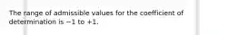 The range of admissible values for the coefficient of determination is −1 to +1.
