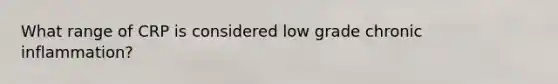 What range of CRP is considered low grade chronic inflammation?