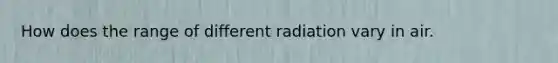 How does the range of different radiation vary in air.