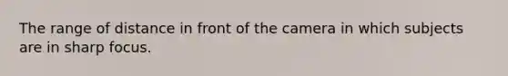 The range of distance in front of the camera in which subjects are in sharp focus.