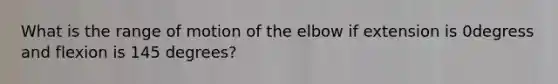 What is the range of motion of the elbow if extension is 0degress and flexion is 145 degrees?