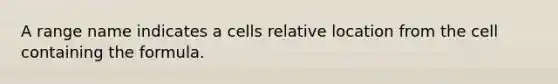 A range name indicates a cells relative location from the cell containing the formula.