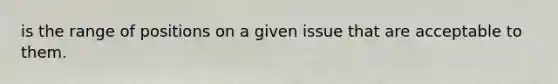 is the range of positions on a given issue that are acceptable to them.