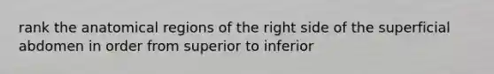 rank the anatomical regions of the right side of the superficial abdomen in order from superior to inferior