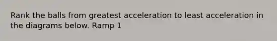 Rank the balls from greatest acceleration to least acceleration in the diagrams below. Ramp 1