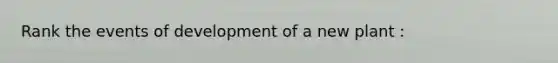 Rank the events of development of a new plant :