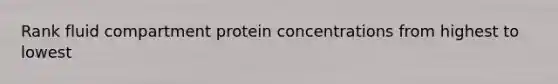 Rank fluid compartment protein concentrations from highest to lowest