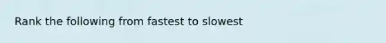 Rank the following from fastest to slowest