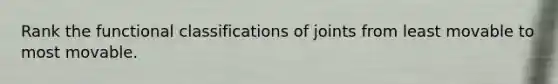 Rank the functional classifications of joints from least movable to most movable.