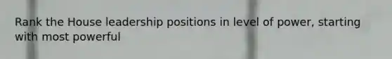 Rank the House leadership positions in level of power, starting with most powerful