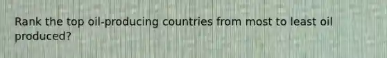 Rank the top oil-producing countries from most to least oil produced?