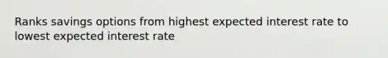 Ranks savings options from highest expected interest rate to lowest expected interest rate