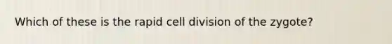 Which of these is the rapid cell division of the zygote?