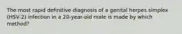 The most rapid definitive diagnosis of a genital herpes simplex (HSV-2) infection in a 20-year-old male is made by which method?