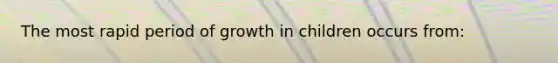 The most rapid period of growth in children occurs from: