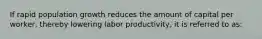 If rapid population growth reduces the amount of capital per worker, thereby lowering labor productivity, it is referred to as: