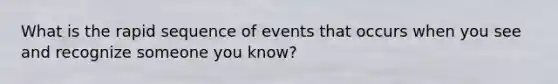 What is the rapid sequence of events that occurs when you see and recognize someone you know?