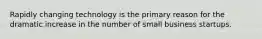 Rapidly changing technology is the primary reason for the dramatic increase in the number of small business startups.