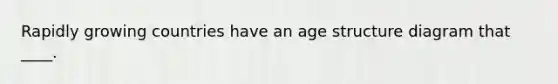 Rapidly growing countries have an age structure diagram that ____.