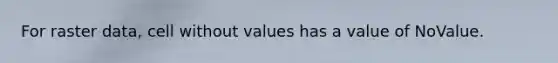 For raster data, cell without values has a value of NoValue.