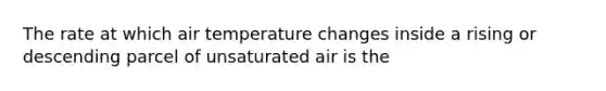 The rate at which air temperature changes inside a rising or descending parcel of unsaturated air is the