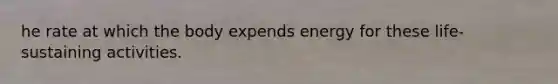 he rate at which the body expends energy for these life-sustaining activities.