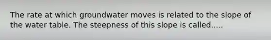 The rate at which groundwater moves is related to the slope of the water table. The steepness of this slope is called.....