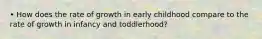 • How does the rate of growth in early childhood compare to the rate of growth in infancy and toddlerhood?