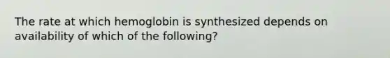 The rate at which hemoglobin is synthesized depends on availability of which of the following?