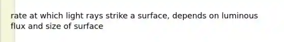 rate at which light rays strike a surface, depends on luminous flux and size of surface