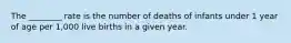 The ________ rate is the number of deaths of infants under 1 year of age per 1,000 live births in a given year.