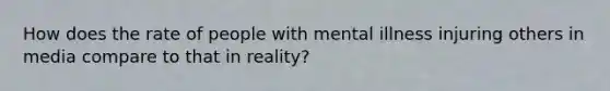 How does the rate of people with mental illness injuring others in media compare to that in reality?