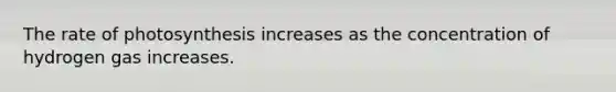 The rate of photosynthesis increases as the concentration of hydrogen gas increases.