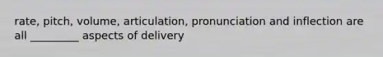 rate, pitch, volume, articulation, pronunciation and inflection are all _________ aspects of delivery