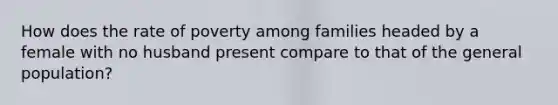 How does the rate of poverty among families headed by a female with no husband present compare to that of the general population?