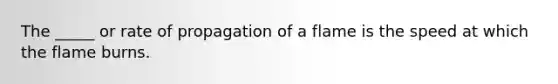 The _____ or rate of propagation of a flame is the speed at which the flame burns.