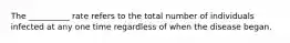 The __________ rate refers to the total number of individuals infected at any one time regardless of when the disease began.