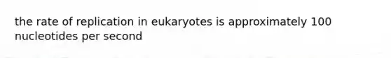 the rate of replication in eukaryotes is approximately 100 nucleotides per second