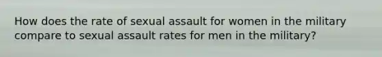 How does the rate of sexual assault for women in the military compare to sexual assault rates for men in the military?