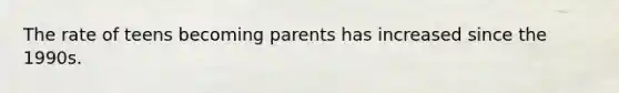 The rate of teens becoming parents has increased since the 1990s.